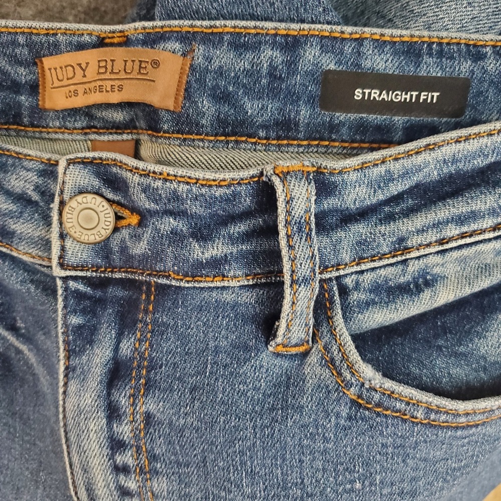 Judy Blue Jeans Womens 11/30 Straight Fit Flannel Lined Blue Stretch Denim EUC - Picture 2 of 10